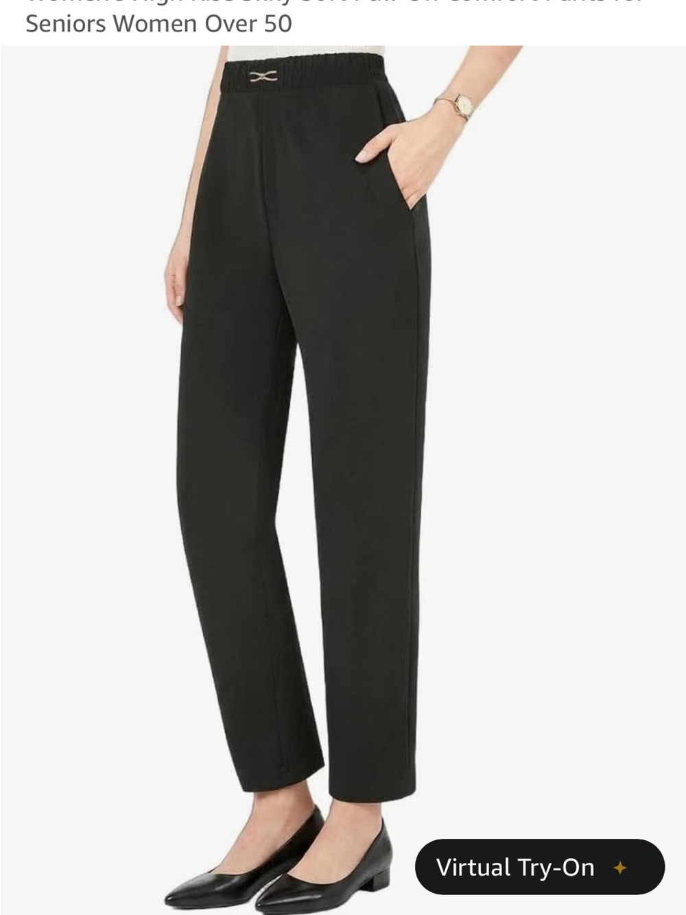 Women's Black Straight-Leg Pull-On Pants with Side Pockets